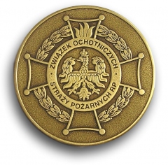 medal strażacki tłoczony z mosiądzu
