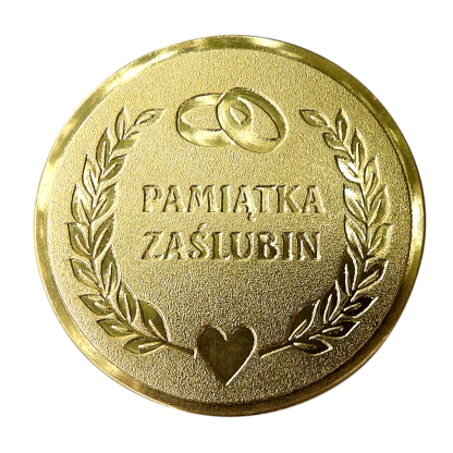 Medal ślubny złoty lustrzany