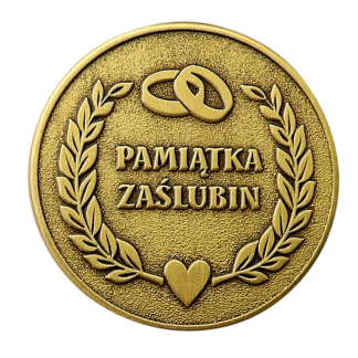medal ślubny złoty 60 mm